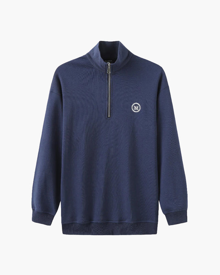 Sweat-shirt homme en coton zippé à col montant, style automnal et décontracté