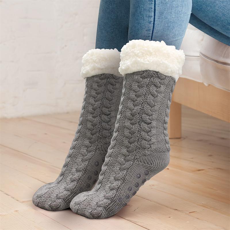 Chaussettes chaudes d'hiver antidérapantes en polaire pour garder les pieds au chaud