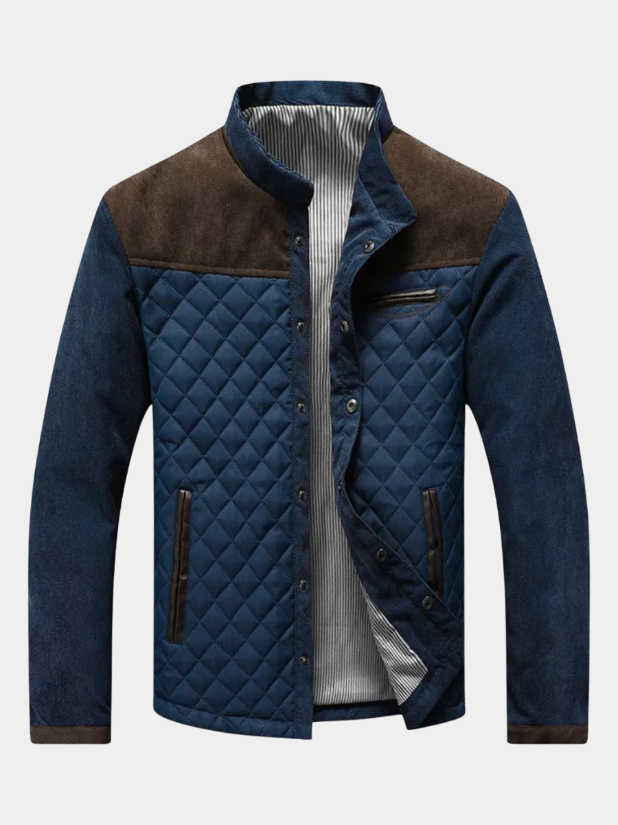 Veste matelassée homme à col montant et empiècements contrastants, blouson léger pour l’automne