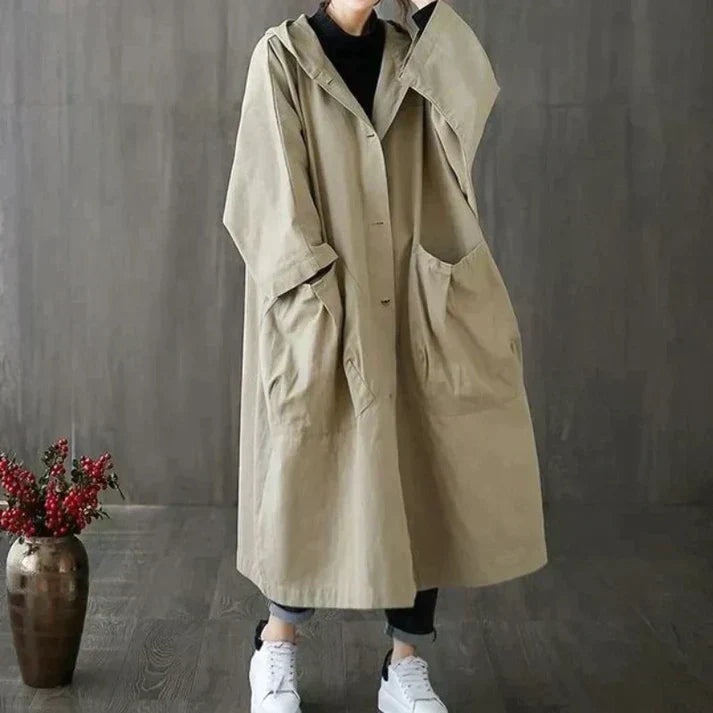 Trench-coat femme coupe-vent en coton avec ceinture pour une protection par temps frais