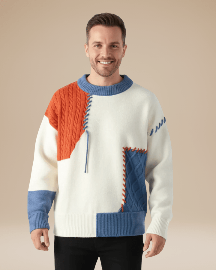 Pull en laine pour homme à col rond, motif torsadé, tricot d’automne