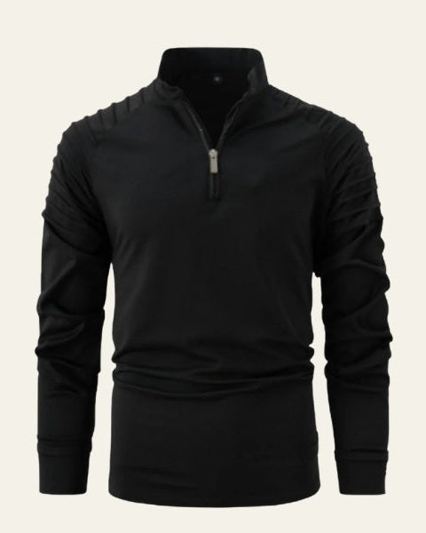 Sweat-shirt en maille pour homme en coton, à fermeture éclair mi-longue, pour l’automne