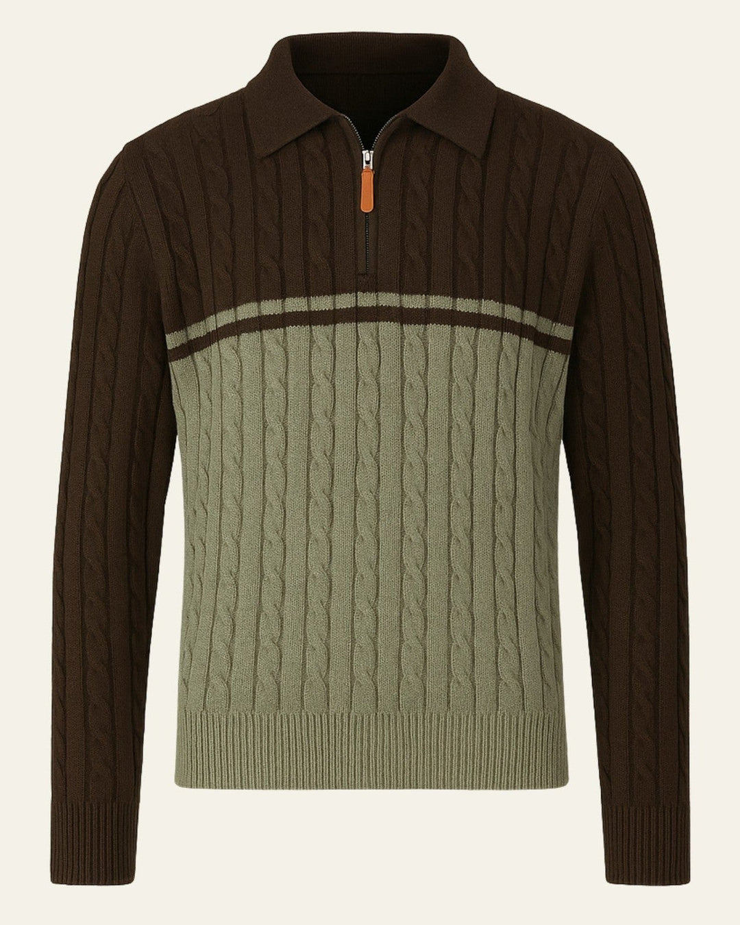 Pull polo homme en coton à manches longues avec fermeture éclair, pour l’automne