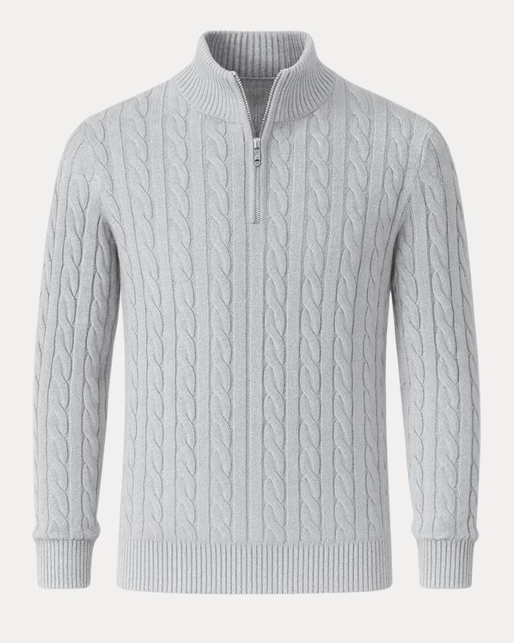 Pull en maille unisexe à fermeture éclair, motif torsadé, pour l’automne