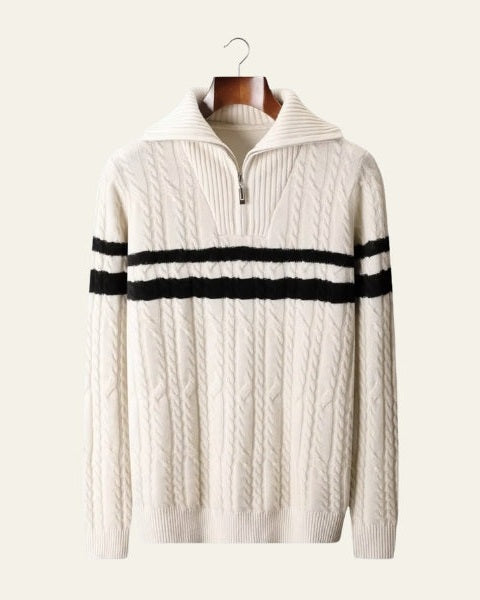 Pull homme en laine mérinos pour l’automne, pull en maille à demi-zip