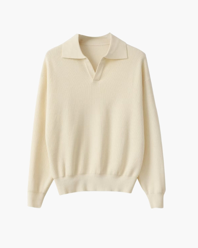 Pull polo homme en maille à texture automnale