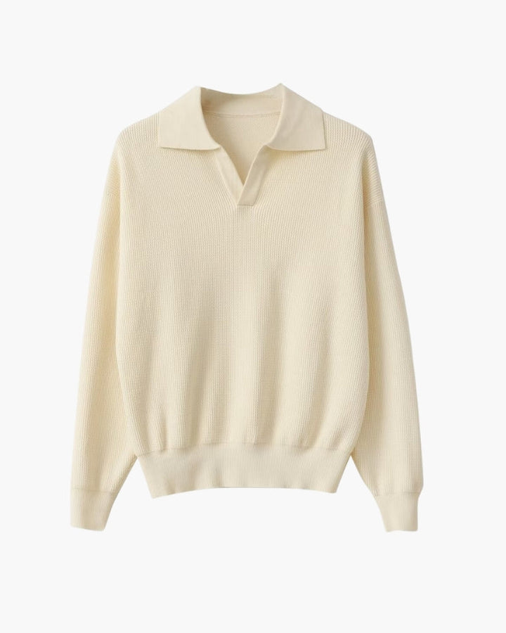 Pull polo homme en maille à texture automnale