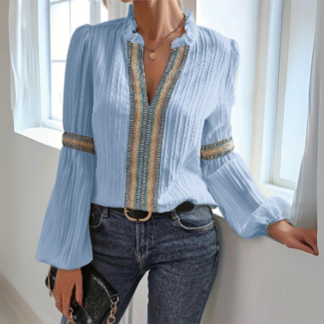 Hélène™ - Blusa Boho in Chiffon a Maniche Lunghe