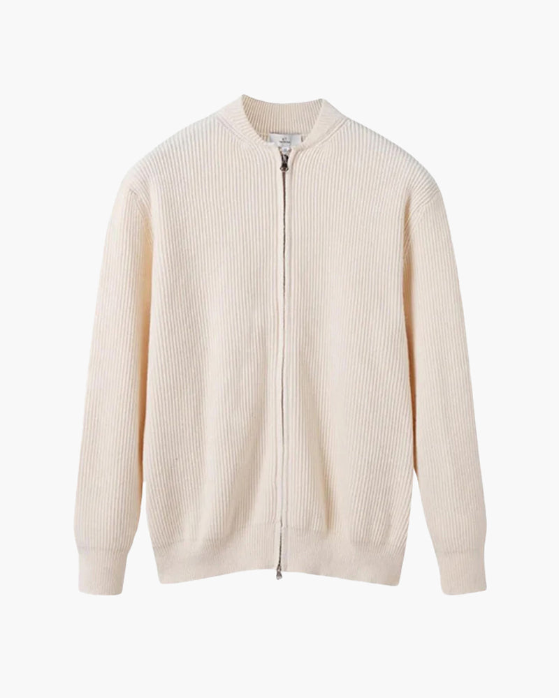 Cardigan homme en coton zippé à col rond pour l’automne