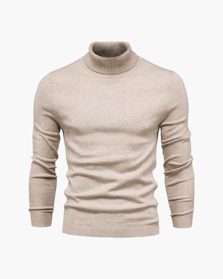 Pull élégant en maille à col roulé pour homme, en coton, pour l’automne