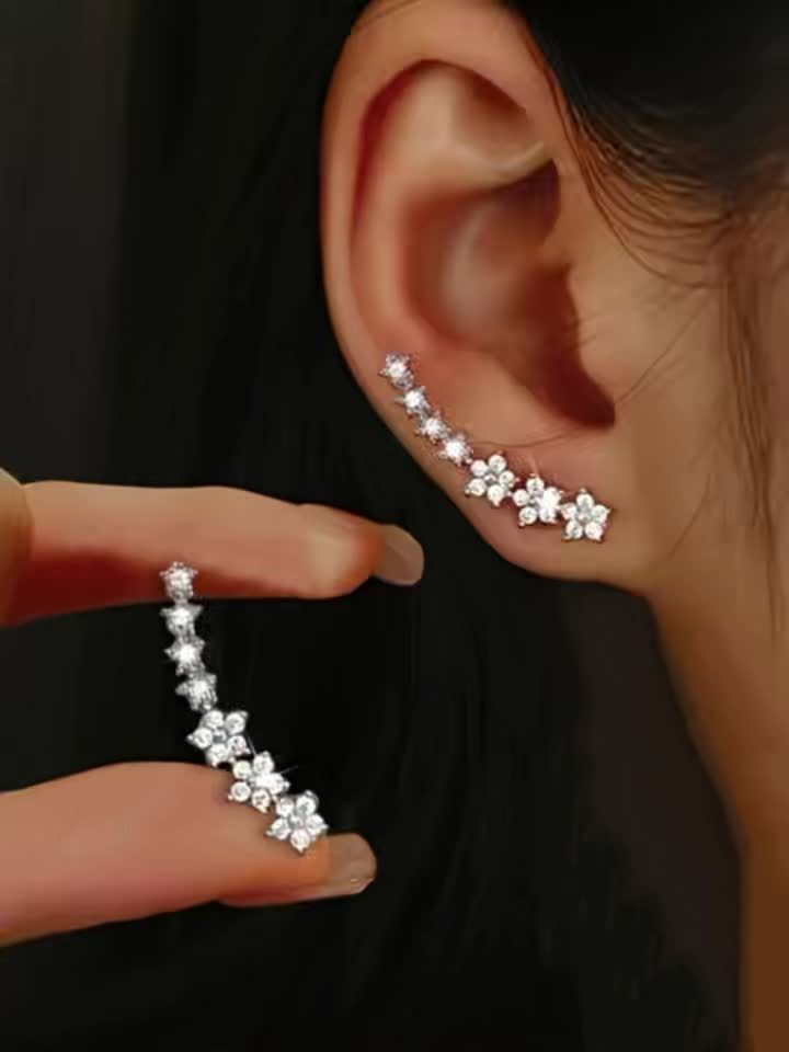 Boucles d’oreilles pour femme plaquées or rose, motifs de fleurs automnales