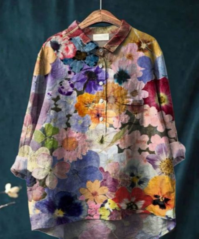 Claire™ - Chic Floral Silk Blouse