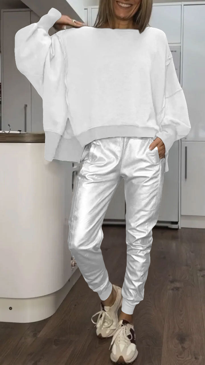 Tuta da donna in pelle, ideale per l’autunno, con pantaloni