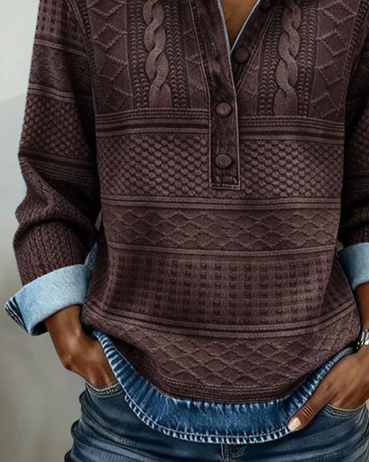 Blouse femme en maille de coton à rayures pour l’automne