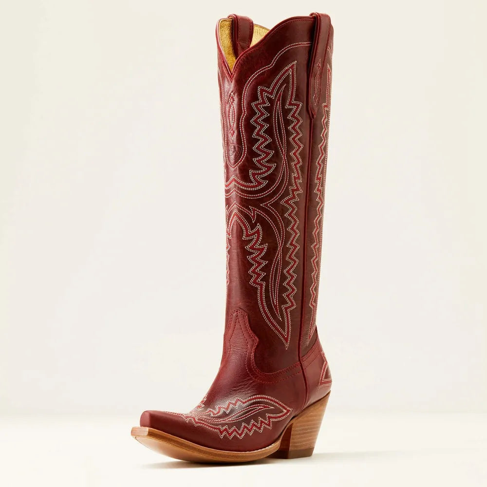 Bottes de cow-boy en daim pour femmes, brodées, avec talon cubain, pour l'automne, dans un style western