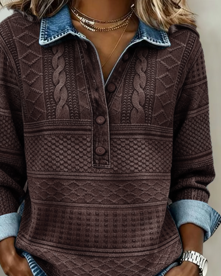 Blouse femme en maille de coton à rayures pour l’automne