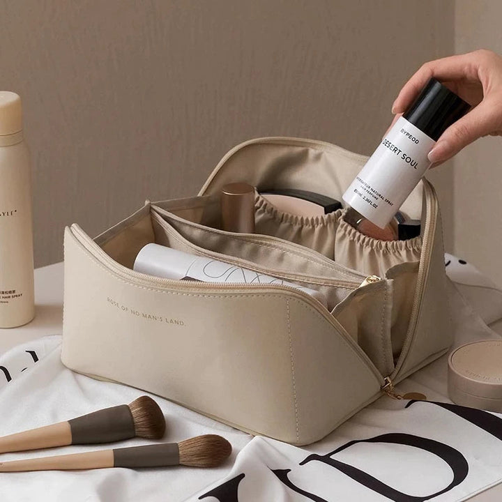 Trousse de toilette en similicuir PU pour femme grande capacité sac de voyage maquillage