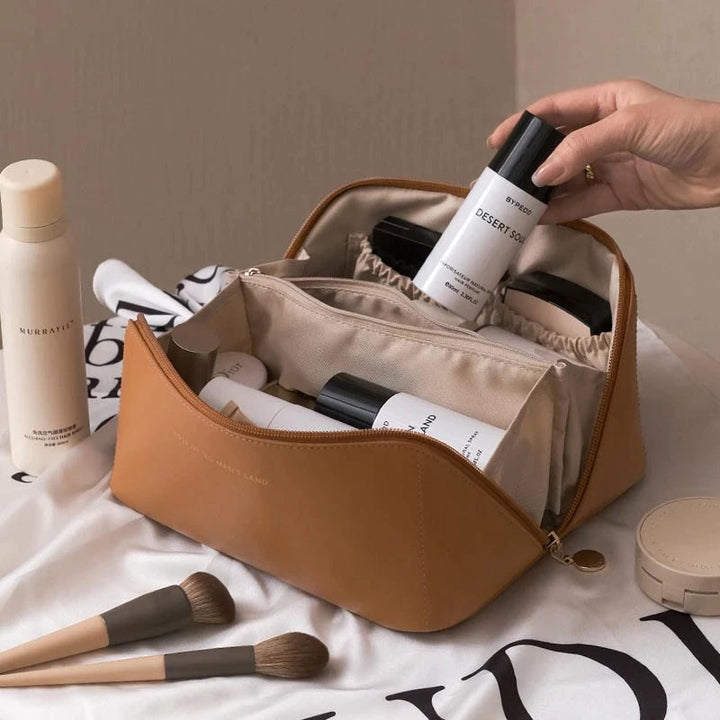 Trousse de toilette en similicuir PU pour femme grande capacité sac de voyage maquillage
