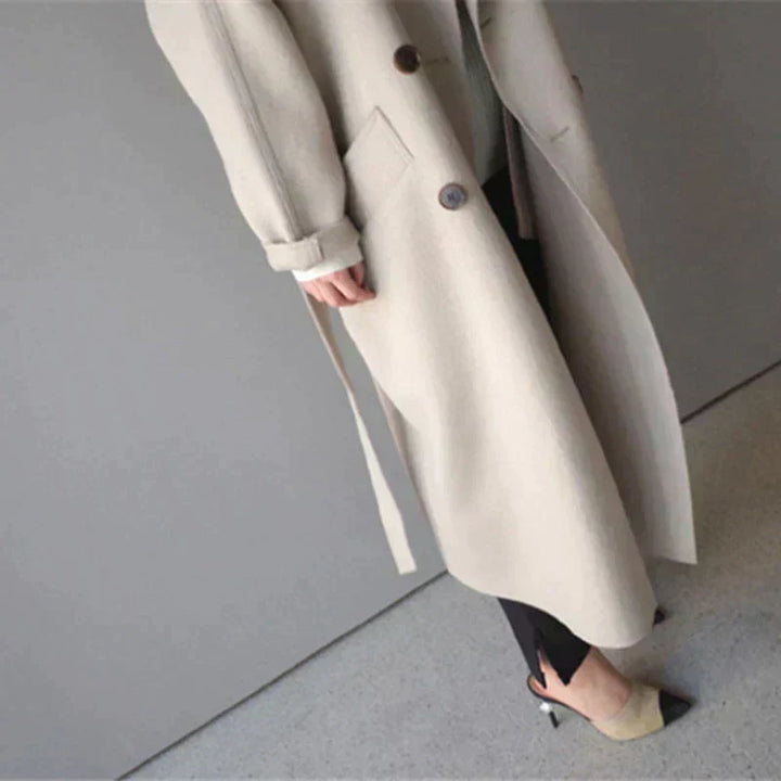 Manteau long d’hiver élégant pour femme en laine