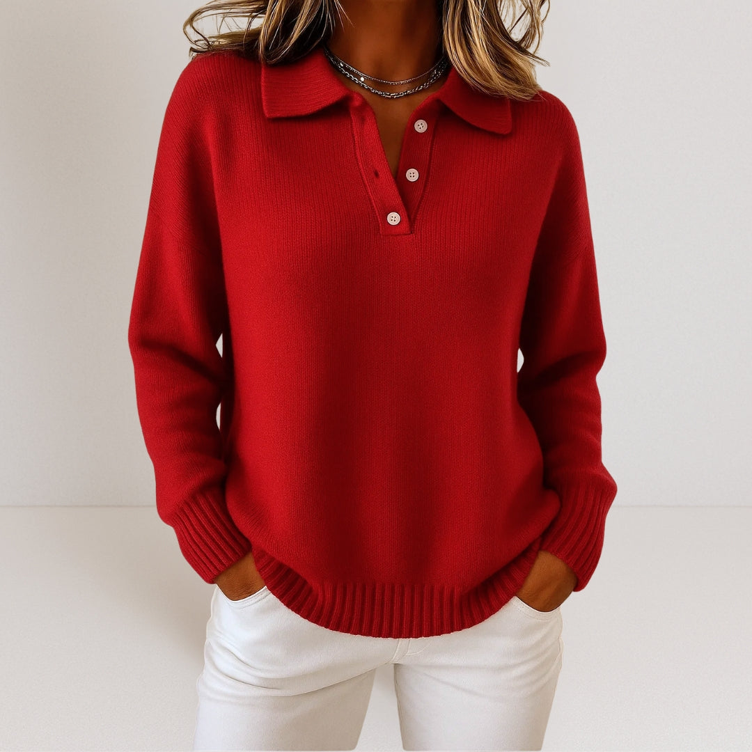 Pull femme en maille avec col pour l'automne, coupe élégante au quotidien