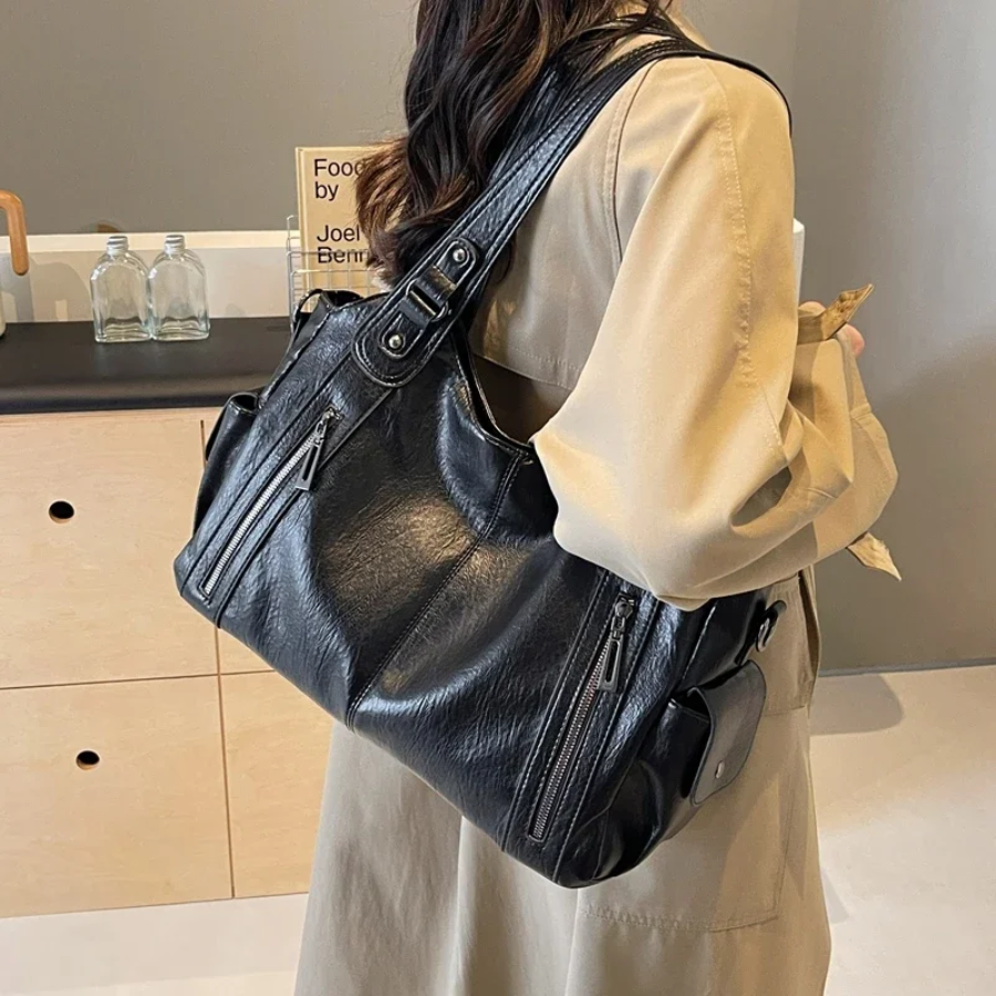 Sac bandoulière femme en cuir, spacieux, style automnal et urbain