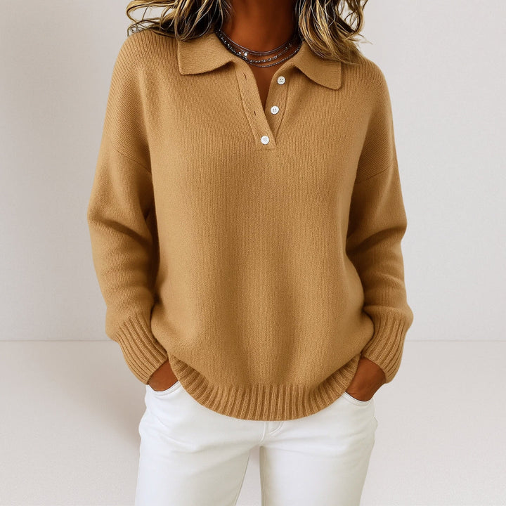 Pull femme en maille avec col pour l'automne, coupe élégante au quotidien