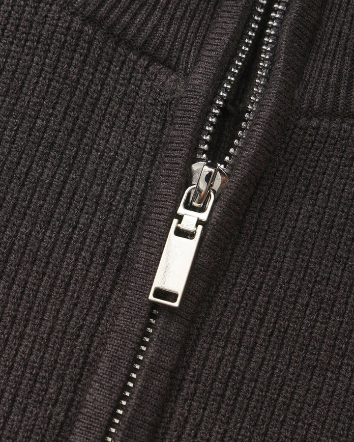 Pull en laine pour homme à col zippé, côtelé, style smart casual, automne