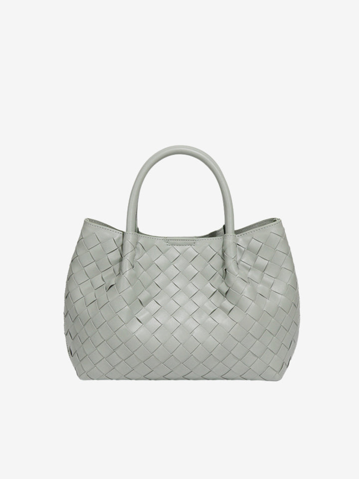 Large woven leather shoulder bag for women, autumn collection