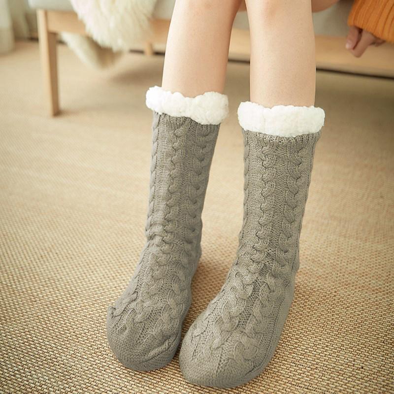 Chaussettes chaudes d'hiver antidérapantes en polaire pour garder les pieds au chaud