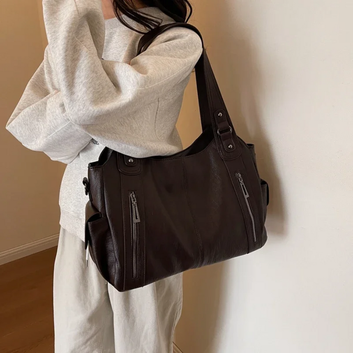 Sac bandoulière femme en cuir, spacieux, style automnal et urbain