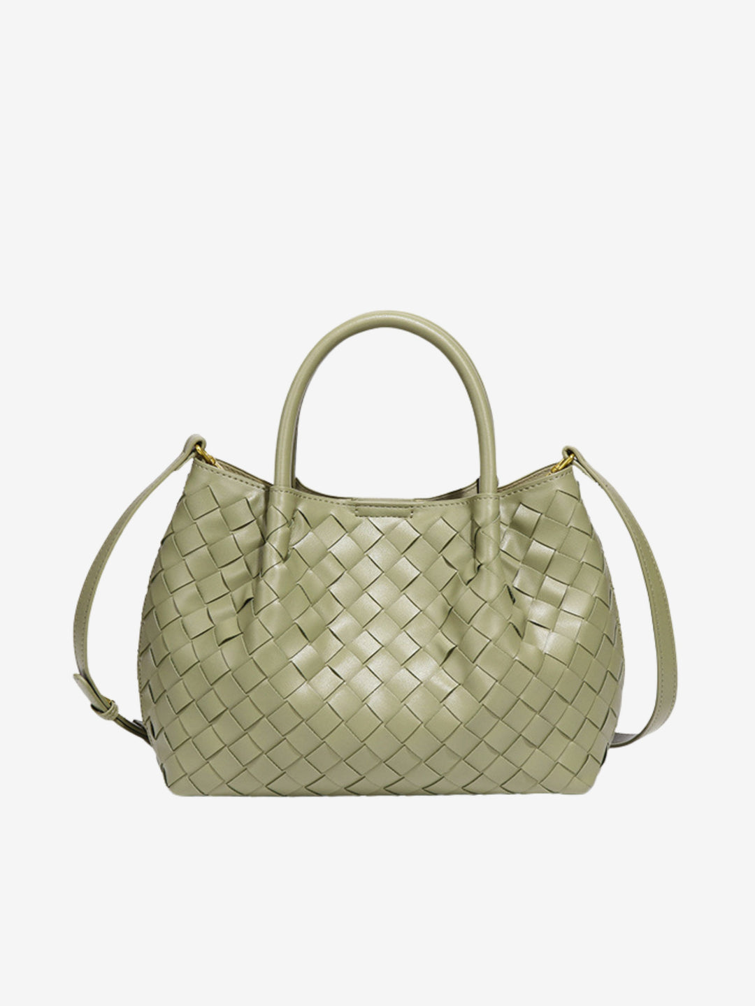 Large woven leather shoulder bag for women, autumn collection