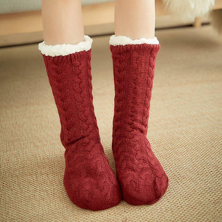 Chaussettes chaudes d'hiver antidérapantes en polaire pour garder les pieds au chaud