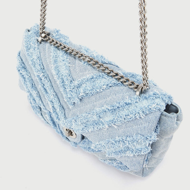 Borsa a tracolla in denim blu chiaro per donne di Macy