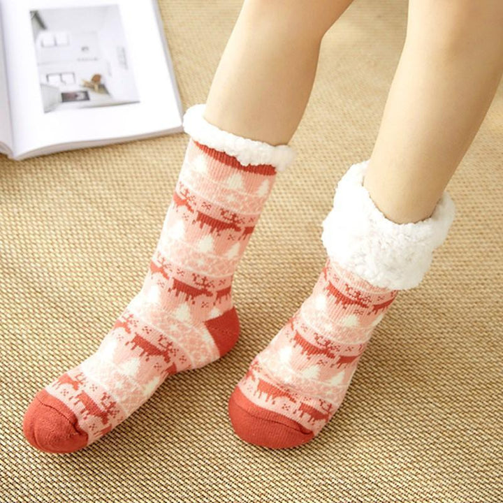 Chaussettes chaudes d'hiver antidérapantes en polaire pour garder les pieds au chaud