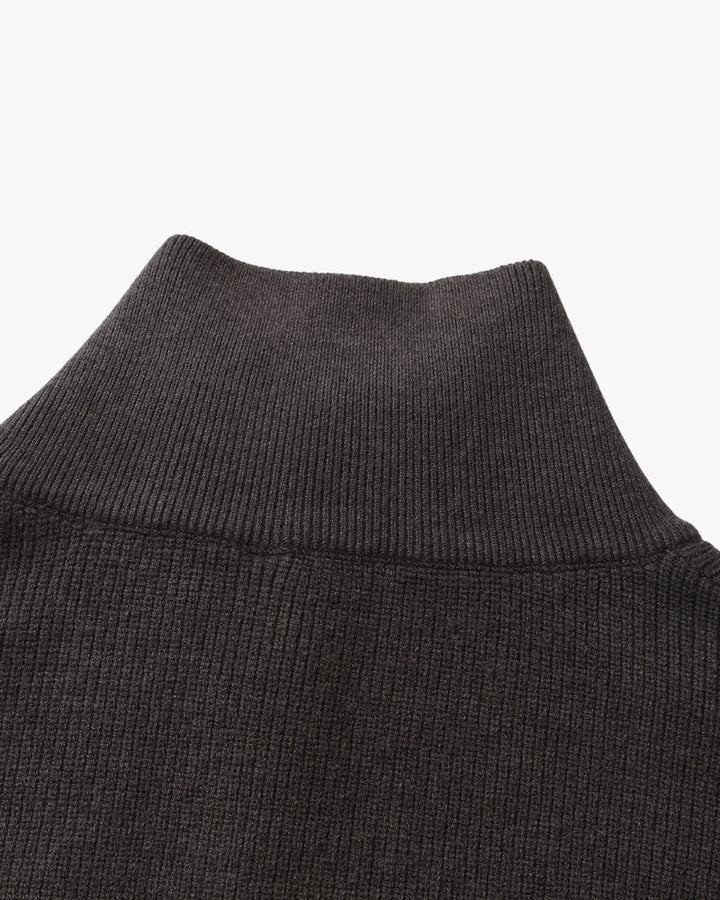 Pull en laine pour homme à col zippé, côtelé, style smart casual, automne