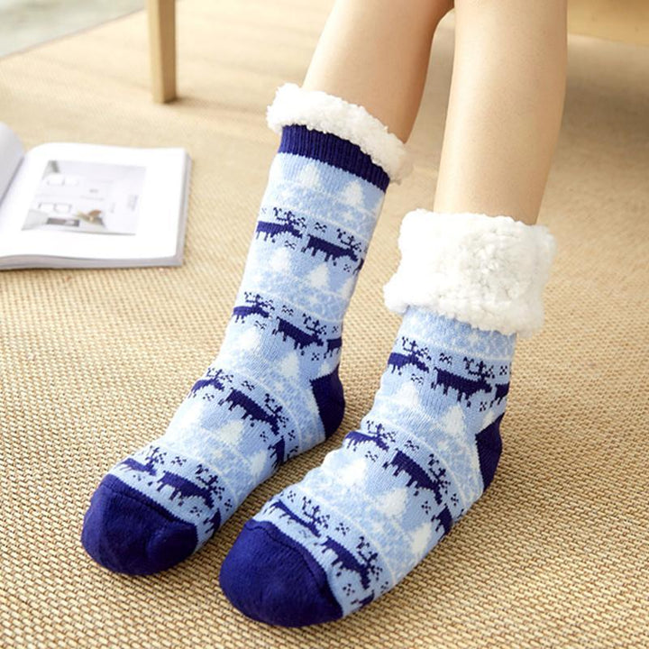 Chaussettes chaudes d'hiver antidérapantes en polaire pour garder les pieds au chaud