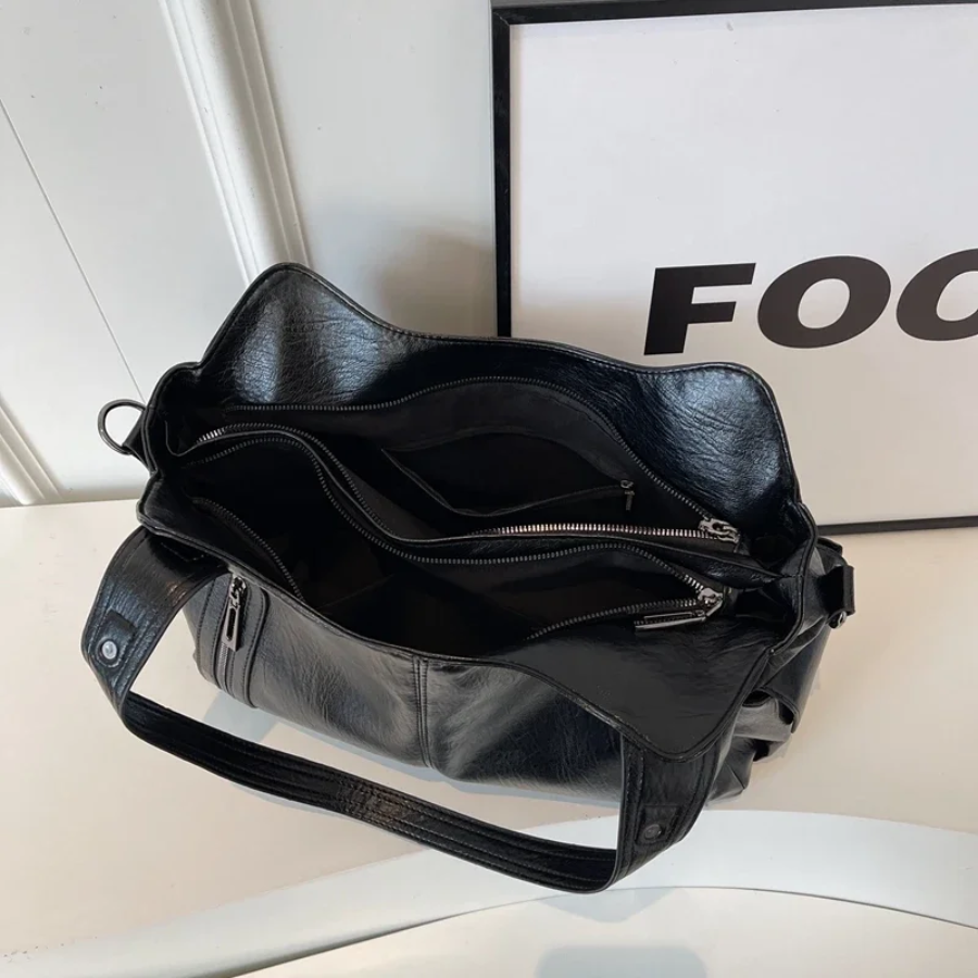 Sac bandoulière femme en cuir, spacieux, style automnal et urbain