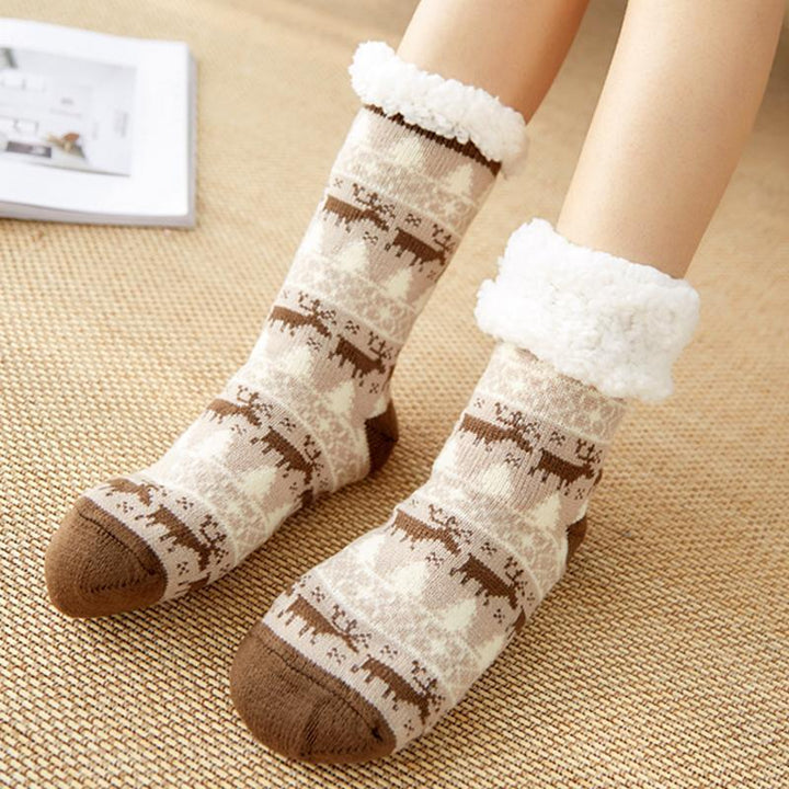 Chaussettes chaudes d'hiver antidérapantes en polaire pour garder les pieds au chaud