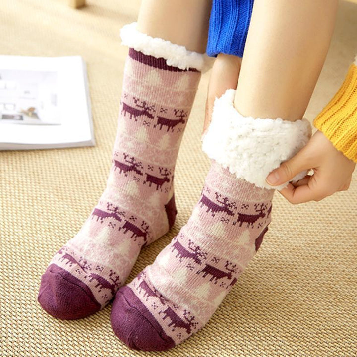 Chaussettes chaudes d'hiver antidérapantes en polaire pour garder les pieds au chaud