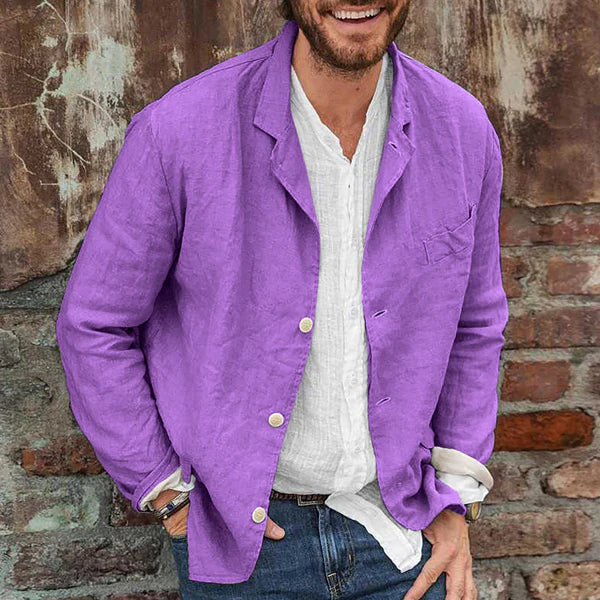 Veste d'été pour homme en lin et coton, légère et respirante