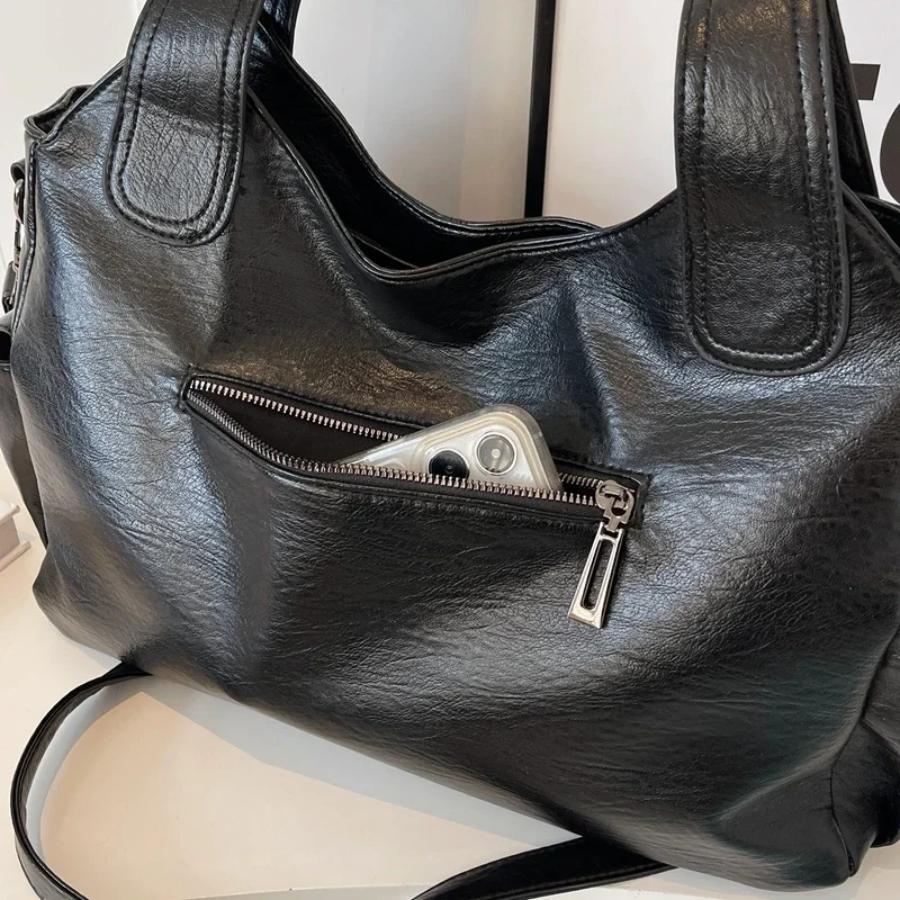 Sac bandoulière femme en cuir, spacieux, style automnal et urbain