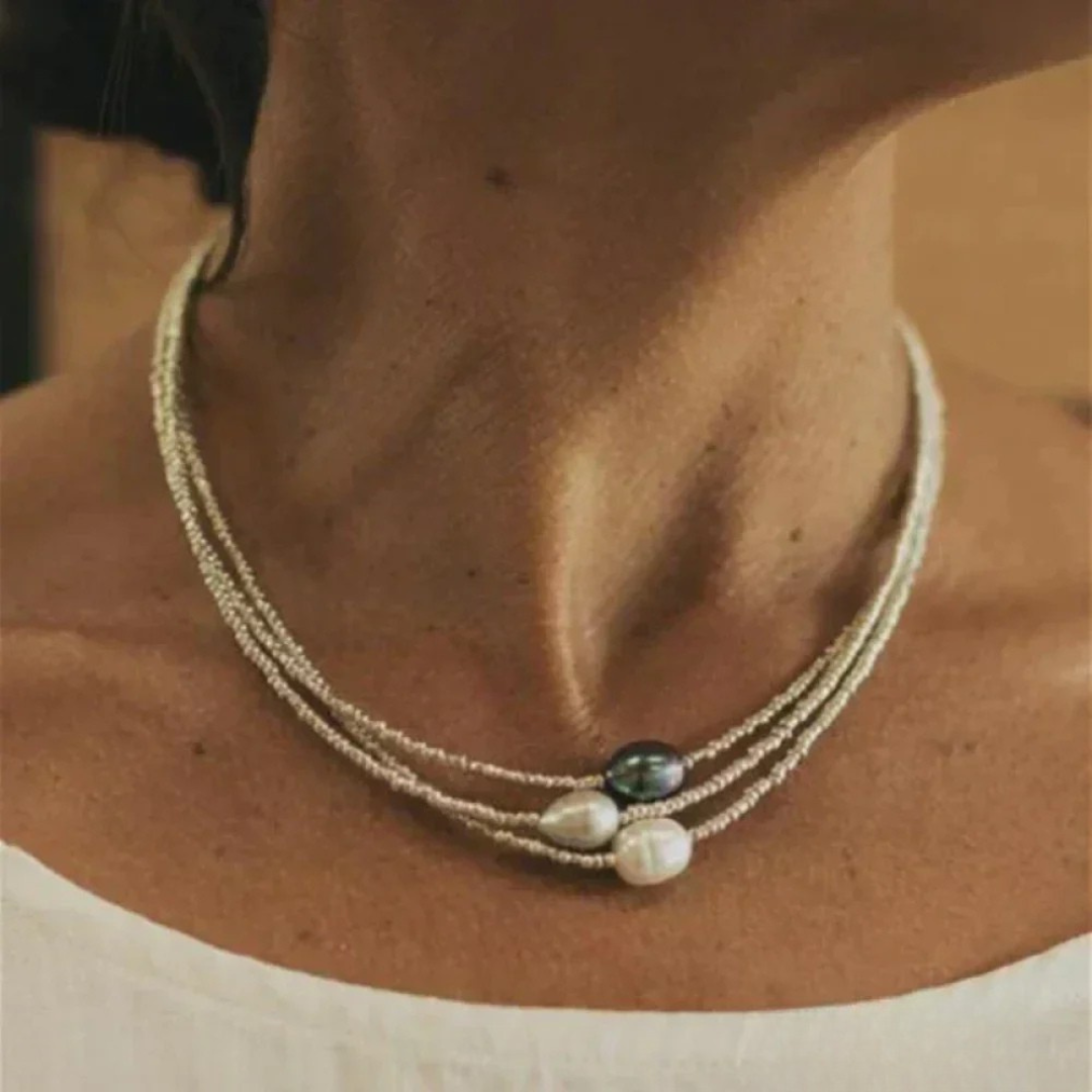 Collier de perles pour femme, classique et élégant, style automnal