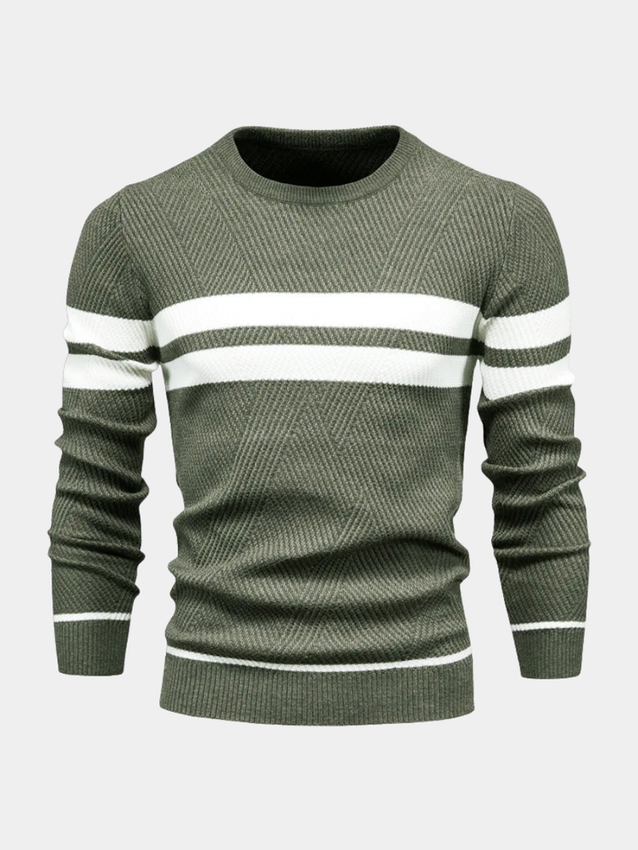 Pull homme rayé en coton à col rond pour l’automne