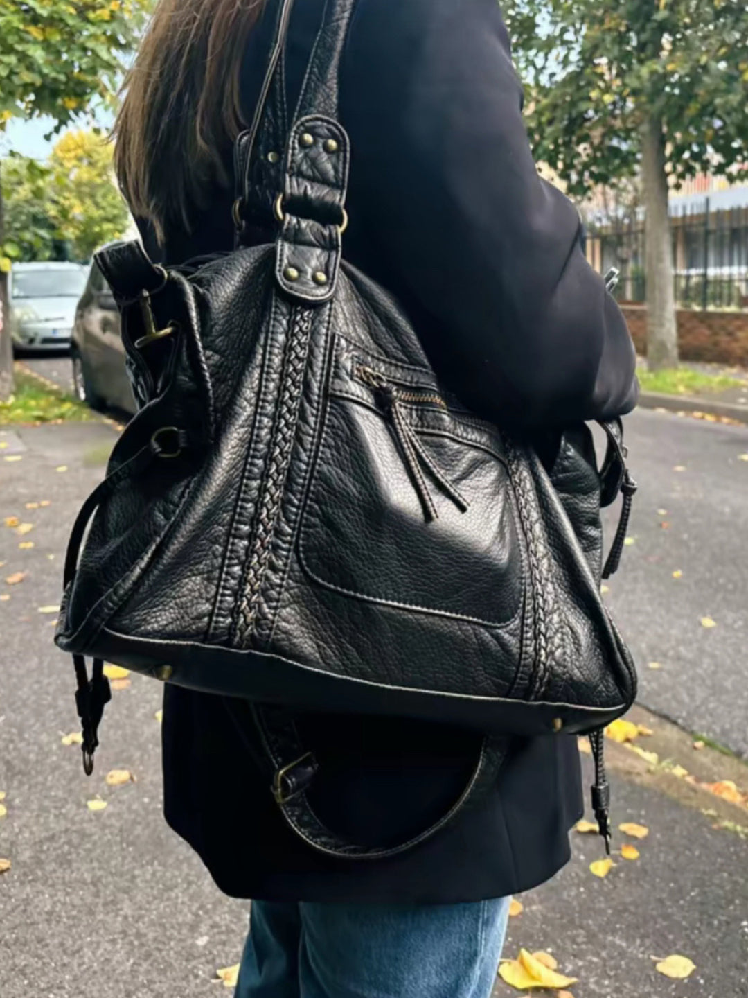 Sac en cuir pour femme, pour le travail et ordinateur portable, style urbain automnal