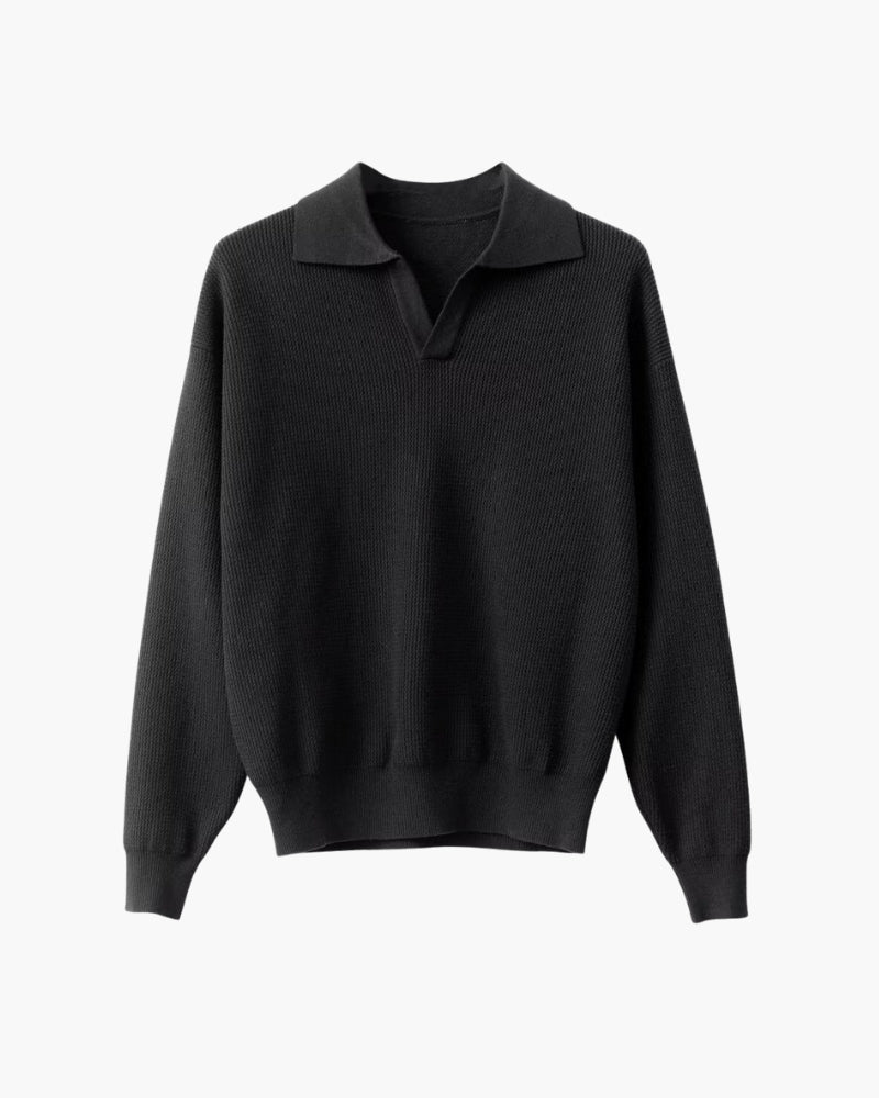 Pull polo homme en maille à texture automnale