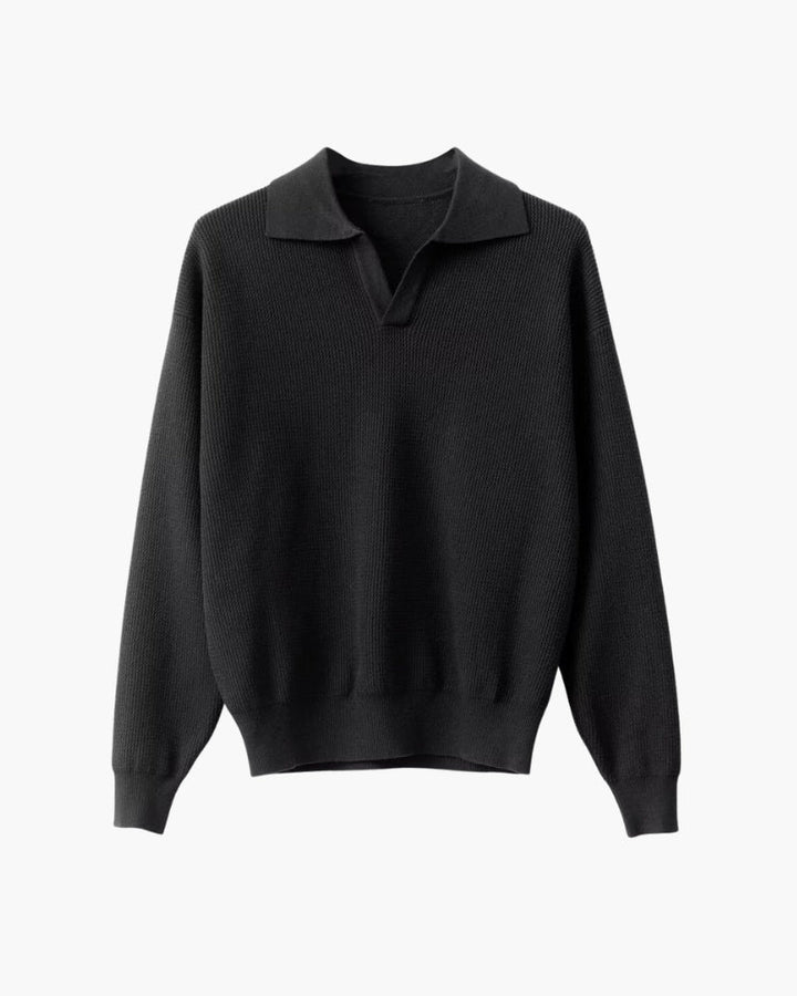 Pull polo homme en maille à texture automnale