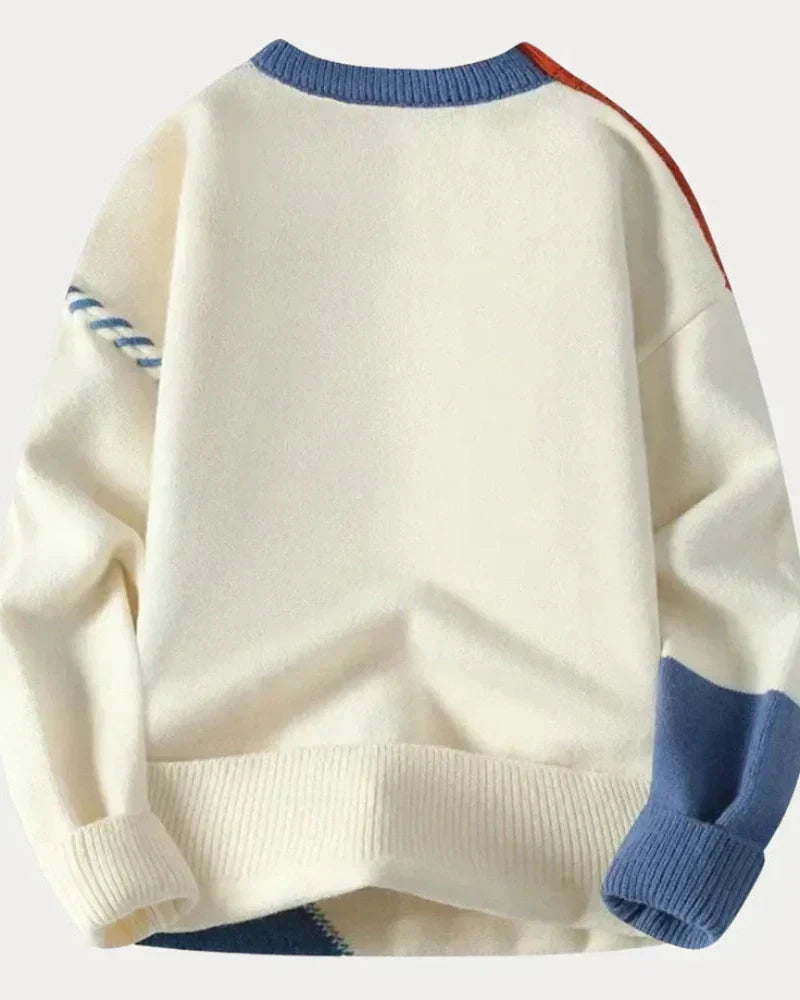 Pull en laine pour homme à col rond, motif torsadé, tricot d’automne