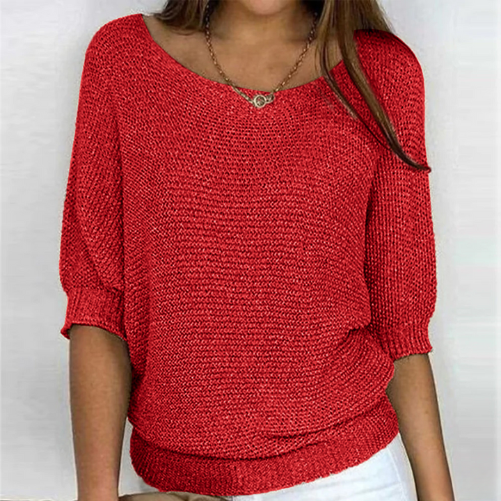 Pull en maille femme automnal à manches 3/4, coupe ample