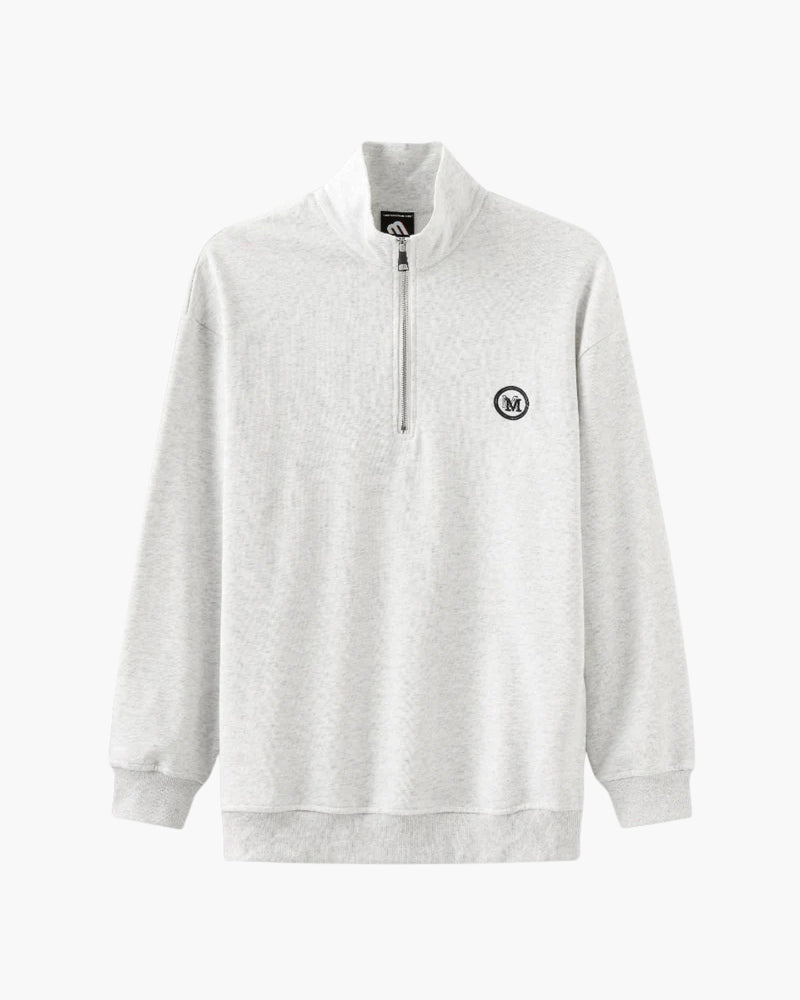 Sweat-shirt homme en coton zippé à col montant, style automnal et décontracté