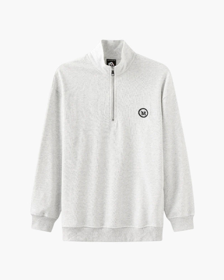 Sweat-shirt homme en coton zippé à col montant, style automnal et décontracté